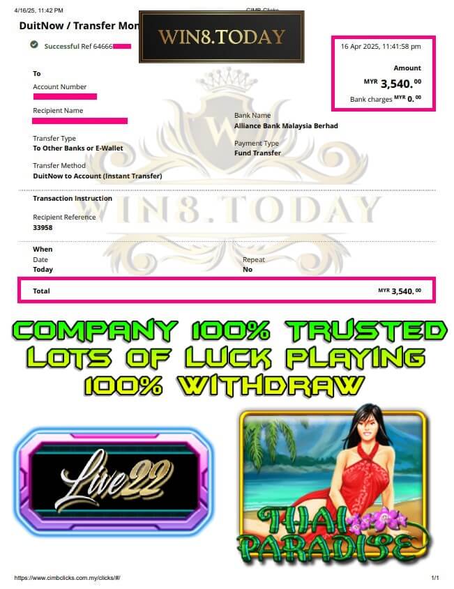 Proof of our big payout
