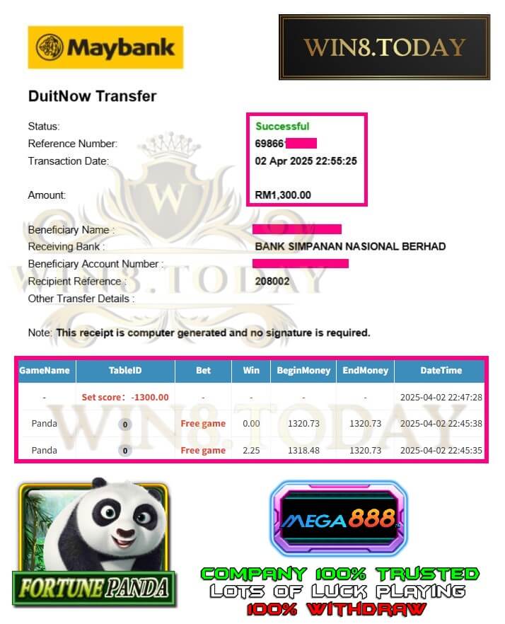 Screenshot of my bank transfer, proof that the virtual wins can sometimes translate to real-world gains.