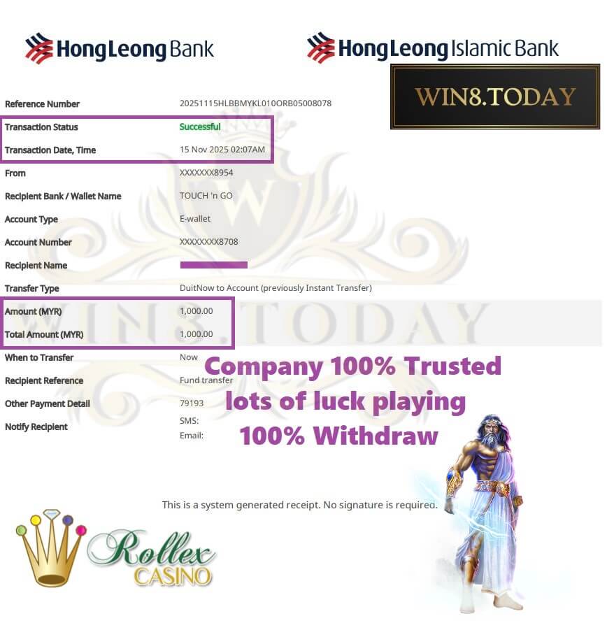 Bank transfer proof showing my big win