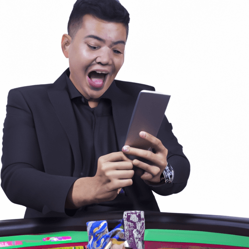 Shocked player celebrating a big win at ACE333 Casino