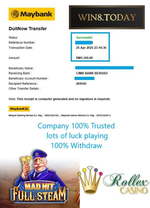 Proof of my big payout from Rollex11
