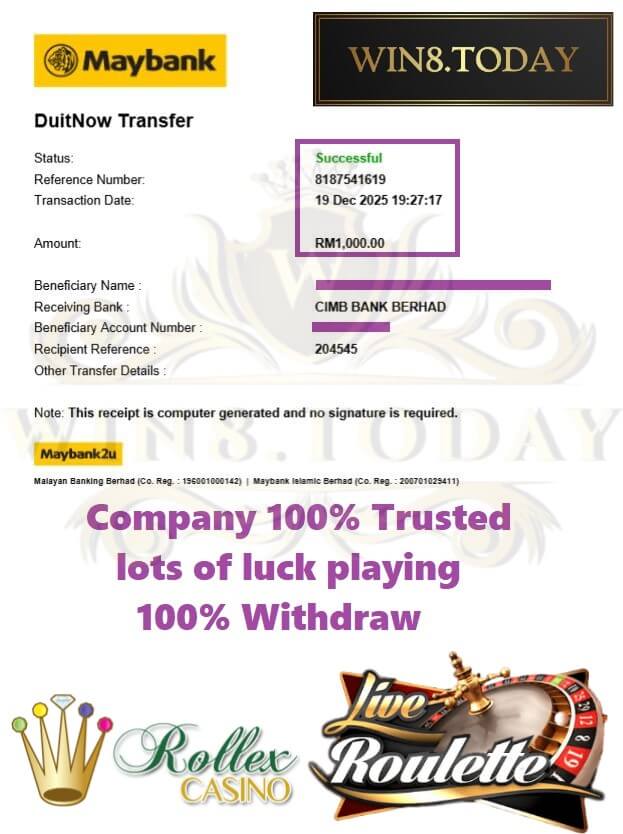 My bank transfer slip showing the payout hit my account