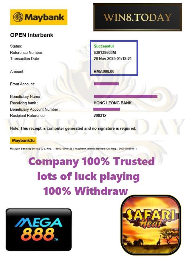 Bank transfer proof showing my big win payout