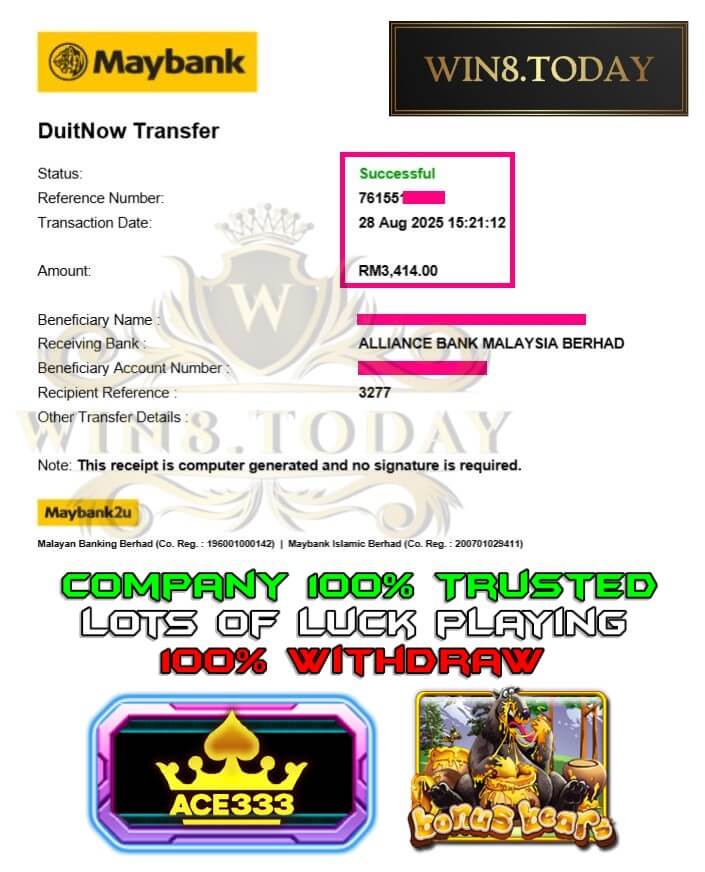 Proof of my big payout from ACE333