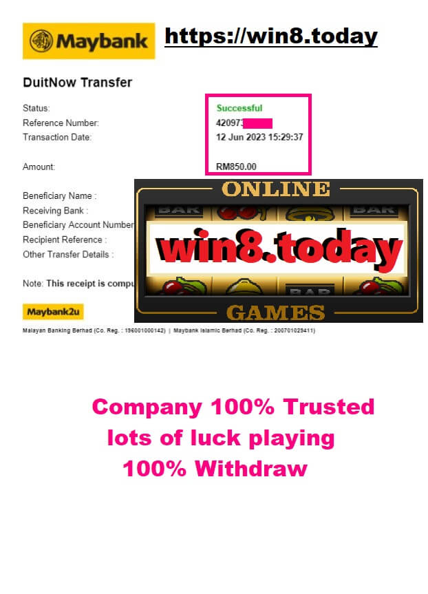 MYR850 Bonus at 3WIN8 Casino
