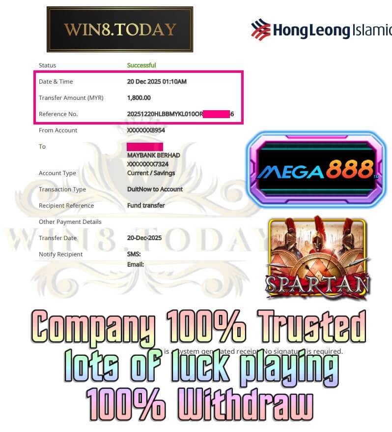 Proof of my big payout from Mega888