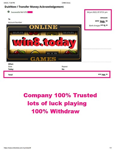 Exciting moment of winning MYR700 at SKY777 Casino