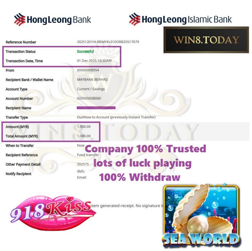 Proof of payout hitting my account