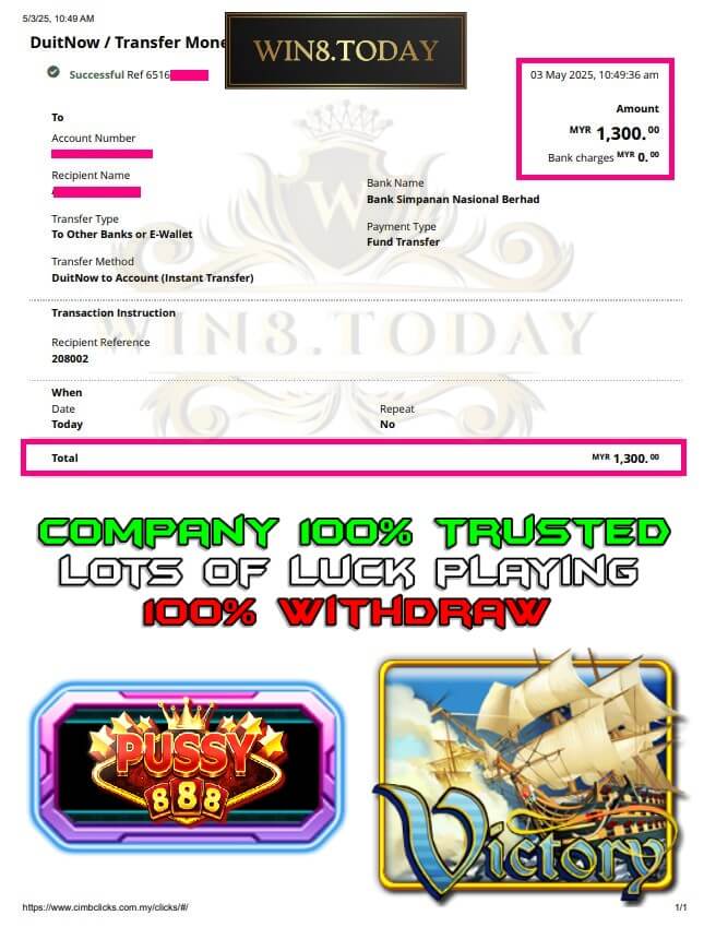 Proof of our big payout