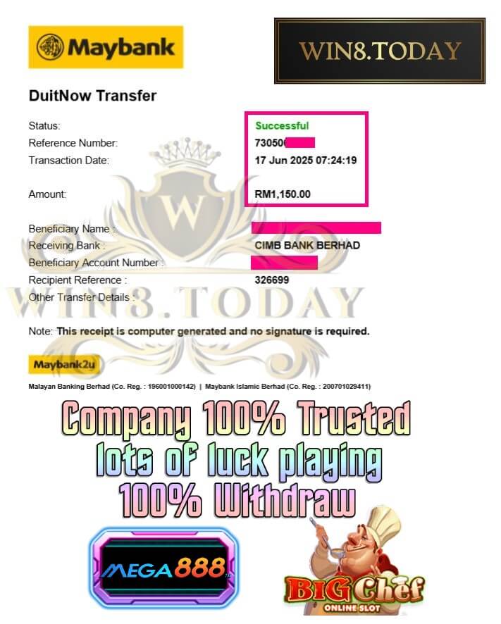 Proof of our big payout