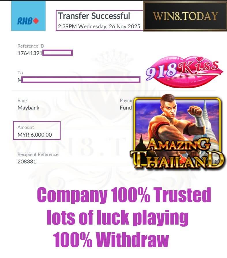 Bank transfer proof of my gaming payout