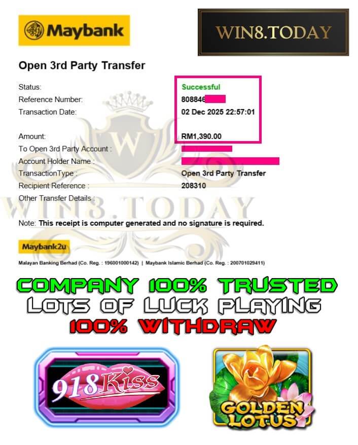 Proof of my big payout from 918Kiss