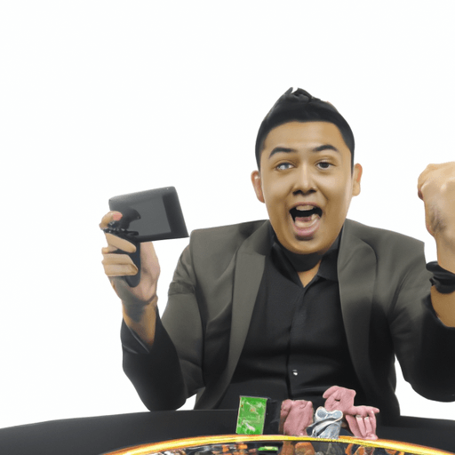 A lucky player celebrating a big win on MEGA888