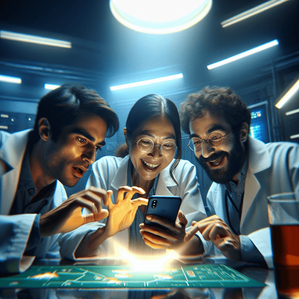 Rollex11 game interface glowing in the dark lab